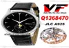 VF V3 Master Ultra Thin Moon Q1368470 JLC A925 Automatic Mens Watch Steel Case Black Dial Silver Stick Markers Leather Strap Corre1484025