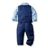 Kledingsets Toddler Baby Boy Gentleman Outfits 3 st