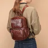 Backpack Man Bag Nature Cowskin Leather Moda de couro masculino de grande capacidade para laptop para meninos