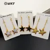 WT-E347 WKT Wholesale Custom Arrived Natural Shell Vitality Eardrops Maple Leaf Earrings For Friends Gift Fashion Jewelry 240402