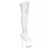 Tanzschuhe Pole 20cm High Heel Patent Lederstiefel für Frauen Hass Nachtclub über Kniemodell Training