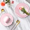 Plates Nordic Creative Ceramic Pink Wave Point Phnom Penh Dish Simple Dessert Plate Irregular Western Steak Kitchen Dinnerware