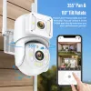 Kameror 8MP WiFi IP Surveillance Cameras Dual Lens PTZ Outdoor Waterproof Security Camera Human Detect Tracking Full Color Night Vision