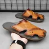 Slippers Plus Size Genuine Leather Men Beach Summer Sandals Home Outdoor Casual Walking Flip Flops Shoes