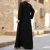 Ethnische Kleidung Muslimische Kleidung Frauen Langarm Eid lässig einfarbige Abaya Caftan Kaftan Kleider Ramadan Abayas Vestido Reißverschluss Robe