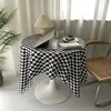 Table Cloth Tea Tablecloth Vintage Black And White Checkerboard Checkered Round