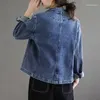 Ceket çocuklar çocuklar kız öğrenci denim sonbahar bahar gençler kadınlar uzun kollu vintage rahat jean ceket bombardıman uçağı