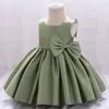 Big Bow Flower Born Bash Girl Baptism Dress per bambini per bambini 1 ° anno Birthdate Farembre Christining Chil