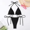 2024 Femmes en nylon solide en nylon solide Sexie Backless Bikini Split Bikini