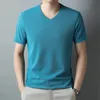 Mens Waffle V Neck kortärmad tshirt Summer bekväm topp 240403