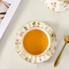 5 cores Bone China Coffee Cup Spoon One Set Flower Tea Cup Set