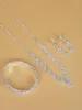 Necklace Earrings Set 4pcs Wedding Women's Jewelry Rhinestone Bracelet Bridal Dress Accessories