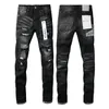 Designer Purple Biker Slim Fit Motorcycle Bikers Denim for Mens Rinsing Make Old Hip Hop Womens Street Fashion Mans Black Pants Purple Jeans