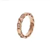 Snake Bone Ring Female Fritillaria Plated 18K Rose Gold Full Of Diamond Snake Ring for Girl Friend Gift