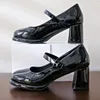 Sapatos de vestido para mulheres saltos altos Mary Jane Pumps Ladies White Platform Luxuja feminina Black Soxomer