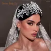 Haarclips Dz127 Strassbraut Kopfbedeckung handgefertigtes Kristallparty Schmuck Set Accessoires Festzug Kopfschmuck Braut Tiara Hochzeit Kopfbedeckung