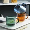 Wine Glasses Modern Simple Color Double Layer Anti-Scalding Glass High Temperature Office Coffee Cup Creative Light Luxury With Handlebar