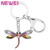 Keychains Ei Enamel Aleación Renúdica Dragonfly Llave Camino Anillo de carro bolso Bolso Joyería para mujeres Decoración de adolescentes