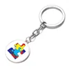 Keychains 1PC Creative Memorial Autism Time Edelsteinschlüsselkettenanhänger -Bag -Logo Schlüsselring