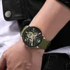 Montre-bracelets Megir Green Vintage Men Regardez Top Chronograph Silicone Band imperméable Luminous Sport Quartz Quartz Horloge de date de bracelet