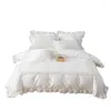 Bettwäsche Sets reines Baumwollvierteiler weißes Bettblatt Spitze Quilt Deckung Prinzessin Style Rock Girl's Herz