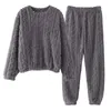 Thuiskleding gebreide pyjama set voor vrouwen warme pyjama's fuzzy sets gezellig fleece oversized pullover broek gelaagdheid camisole