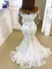 Appliques de dentelle exquites Robes de mariée sirène avec jupe détachable manches longues couches transparentes arabes africain robes nuptiales de balayage