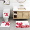 Rougeons de douche Pétales de rose rideau imprimé amour fleurs de salle de bain de salle de bain tapis piédestal flanelle couvercle de toilette sans glissement tapis