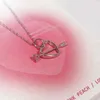 Schattige roze diamant één pijl hart piercing ketting nieuwe cupid love natuurlijke roze diamant hanger ketting