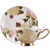 Tazze piattiere da tè mate tazza e piattino da viaggio in porcellana di fiore nordico eco tasse ceramique pomeriggio set yy50cs