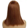 2024 Yüksek kaliteli 20 inç Qi Bangs Orta uzunlukta peruklar sıcak satış siyah düz saç toptan Avrupa Amerika moda permed boyalı gül net kahverengi uzun kıvırcık peruk