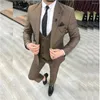 Męskie garnitury Men Sets Business 3 -częściowy szczyt Lapel Groom Tuxedo Wedding Terno Masculino krawiecka nowość w ubraniach i marynarce