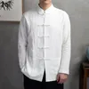 Herenjacks Comfy Fashion Mens Tops Jacket Blouse Traditional Button Up Uniform Chinese Kleding katoenpolyester