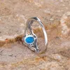 Wedding Rings Small Oval Stone Blue Opal Ring White Zircon Hollow Infinity Engagement For Women Trendy Silver Color Band Jewelry