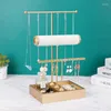 Hooks 3 Tier Jewelry Tree Stand Tower Rack Necklace Bracelet Holder Display With Ring Tray