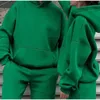 Männer Tracksuit Frühling Herbst Zwei Teile Sets Übergroße Outfits Kapuze -Sweatshirts Hosen Solid Sportswear Frauen warme Anzüge 240328