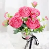 Fleurs décoratives docidaci belles roses en soie artificielle fausse plante pivoine bouquet blanc pour vase maison de fête à la maison cadeaux de décoration de mariage