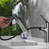 Waschbecken Wasserhähne fldjl herausziehen Messingbecken Wasserhahn Rinser Sprühgerät Gurgelnbürsten 3 -Modus -Mixer kalt kalt