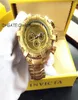5 DZ New Fashion Watch Männer Schädel Design Top Marke Luxus goldenes Edelstahl -Stahlband Skelett Mann Quarz Armband Watch8917723