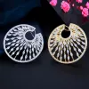 Oorbellen cwwzirconen glanzend vuurwerk witte kubieke zirkonia grote cirkel rond vrouwen bruiloft feest oorbellen trendy gouden kleur sieraden cz851