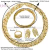 Boucles d'oreilles de collier Set Bijoux pour femmes Bridal Dubai Gold Color Crystal Bracelet Mariage nigérian traditionnel