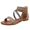 Stylish Sandals Women Versatile Fairy Roman Spets Flat Bottom Bohemian Beach Shoes Sandles Heels Flip Flop 240228