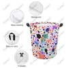 Sacs à linge Modèle à pois coloré panier pliable panier Dirty Clothes Storage Organizer Bucket Homehold