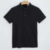 High End 230g Double-sided Cotton Hollow Layer Shirt Collar Polo Mens Short Sleeve T-shirt Solid Color Business
