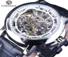 ForSining Waterproof Gear Movement Transparent äkta läder Mensklocka Skeleton Mekaniska automatiska klockor Top Brand Luxury293933175