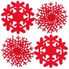 Oreiller 4 PCS Desk Mat Desktop Christmas Coasters Home Flock Dry Snowflakes Cup Decorative Placemat Decorations for Anti-Scald