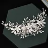 Hair Clips Handmade Silver Color Flower Comb Pearl Rhinestone Accessories For Women Bride Wedding Tiara