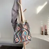 Sacchetti da sera Lady Knitting Gypsy Bohemian Boho Chic Aztec Tote Bag Women Wooline Shopper Open Shopper Handle 2024Female Daily Borse