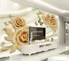 Bakgrundsbilder CJSIR Anpassad personlighet 3D Bakgrund Luxury Gold Rose Farterfly Jewelry TV Living Room Wall for Walls 3 D