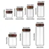 Storage Bottles Home&Kitchen Transparent With Lids Acacia Wood Containers Tank Sealed Can Pots Spice Jars Split Bottle